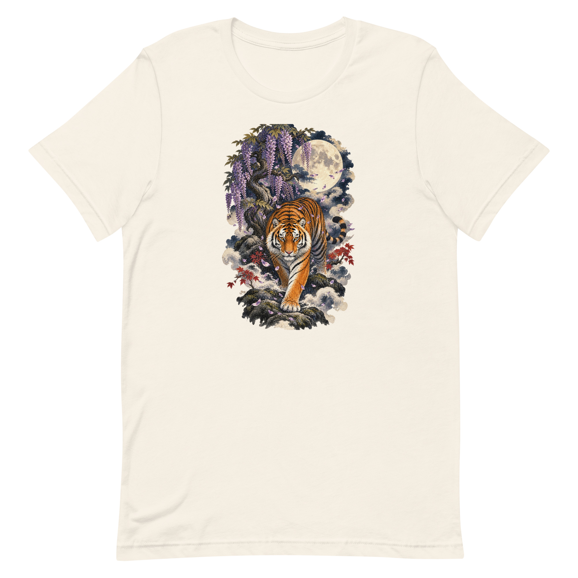 Japanese Tiger Wisteria Full Moon Art, Japanese Art Tee, Mythology Gift - Image 65