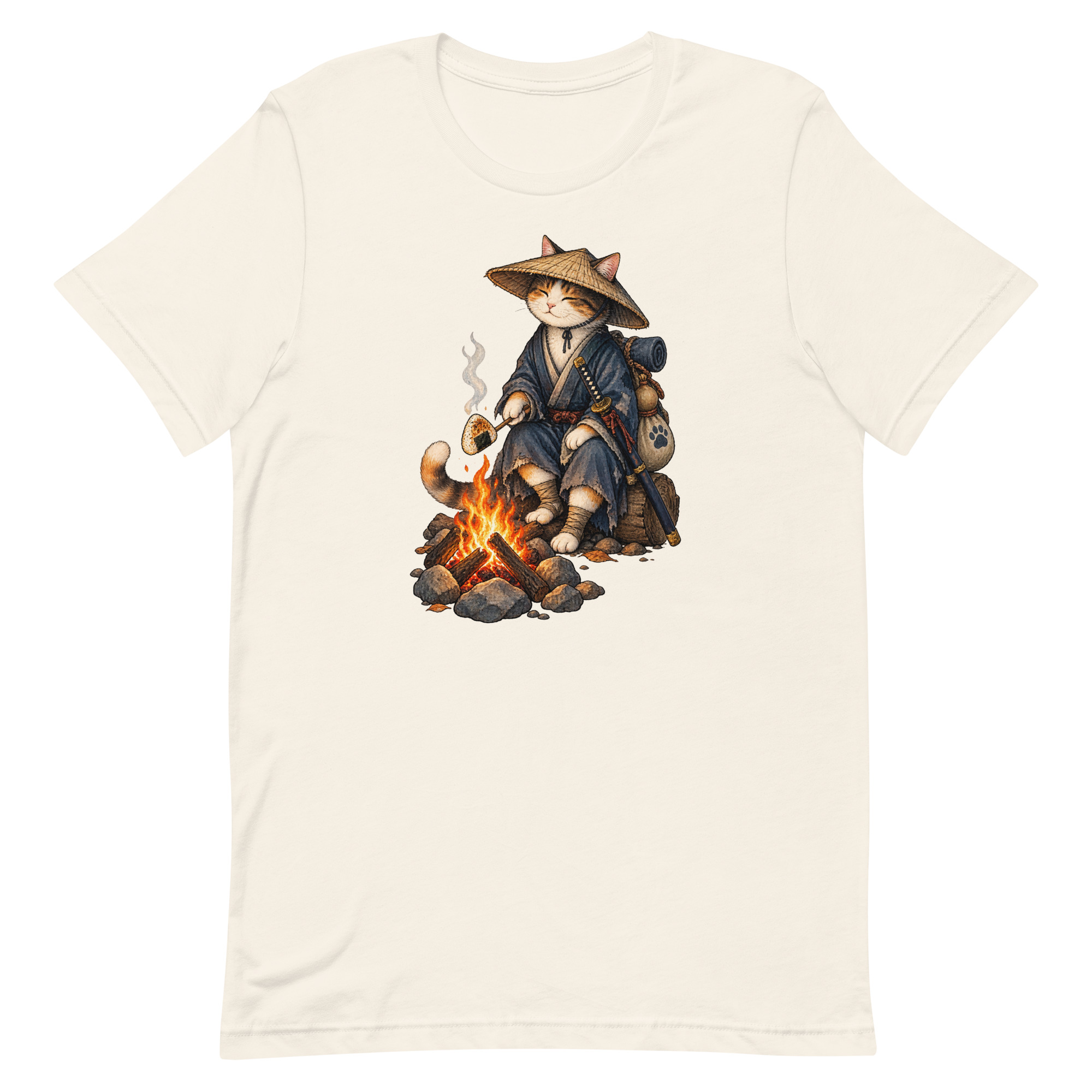 Samurai Cat Onigiri Campfire Japanese Art, Japanese Art Tee, Mythology Gift - Image 67