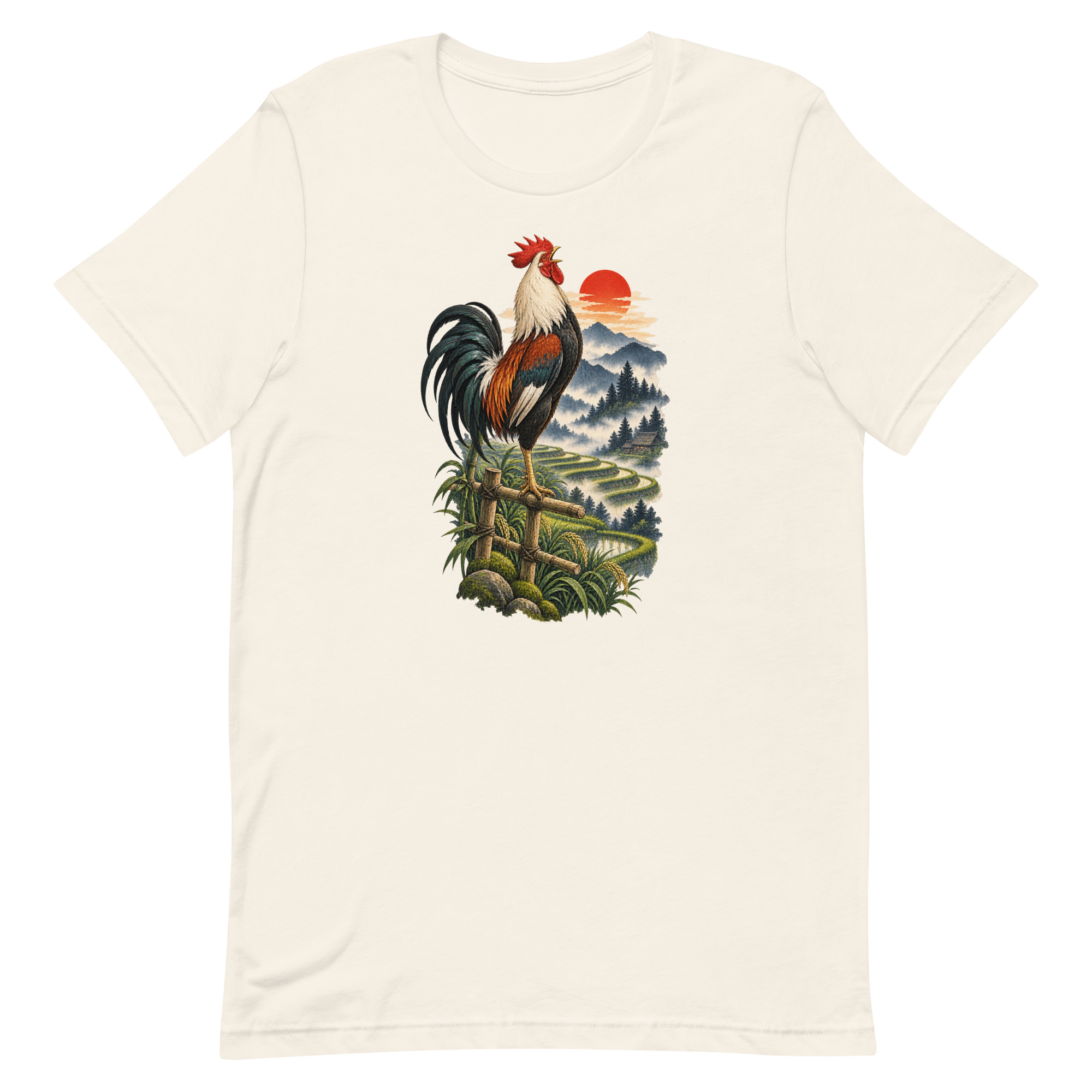 Japanese Rooster Rice Terrace Sunrise Art, Japanese Art Tee, Mythology Gift - Image 65