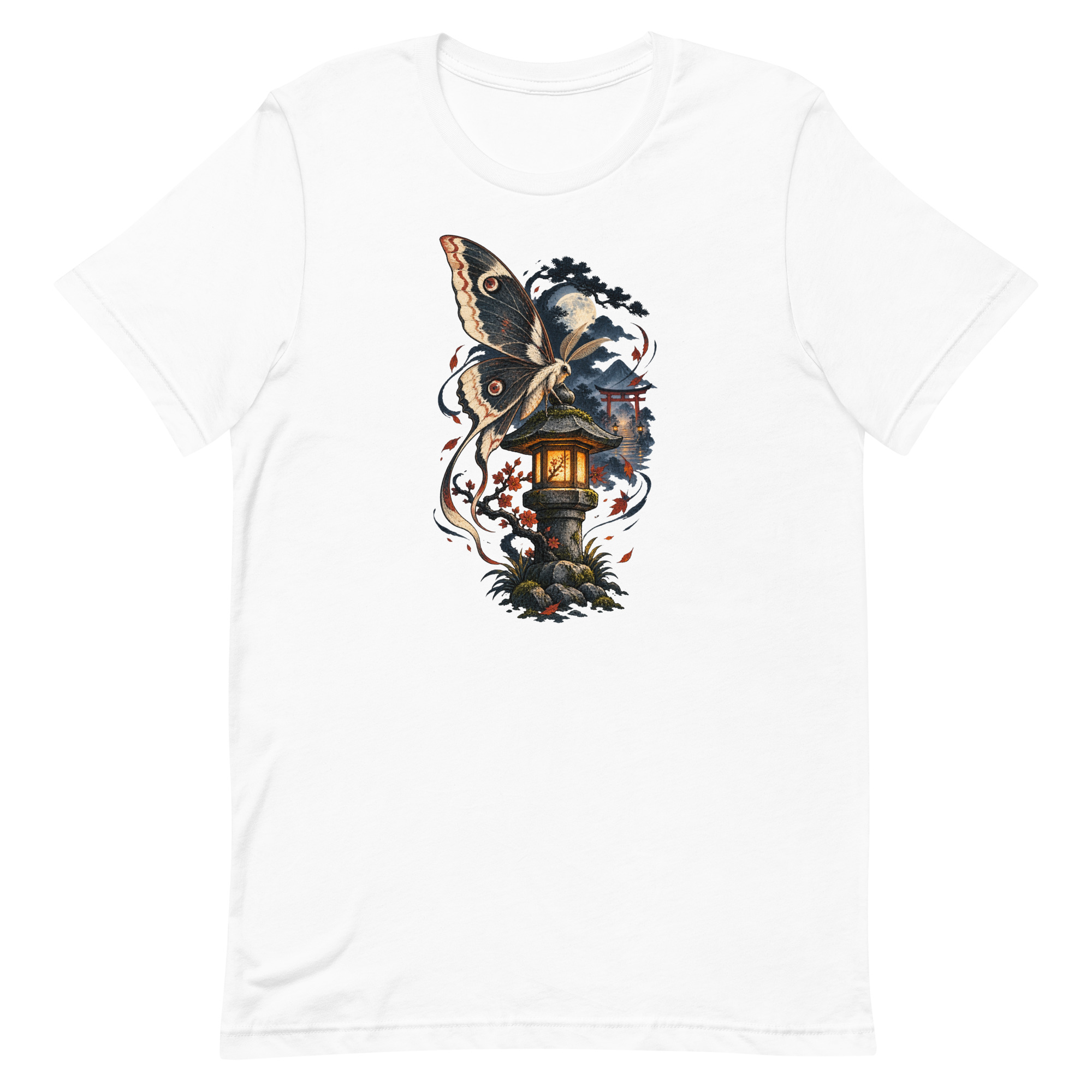 Japanese Moth Lantern Shrine Night Yokai Art T-Shirt - Image 66