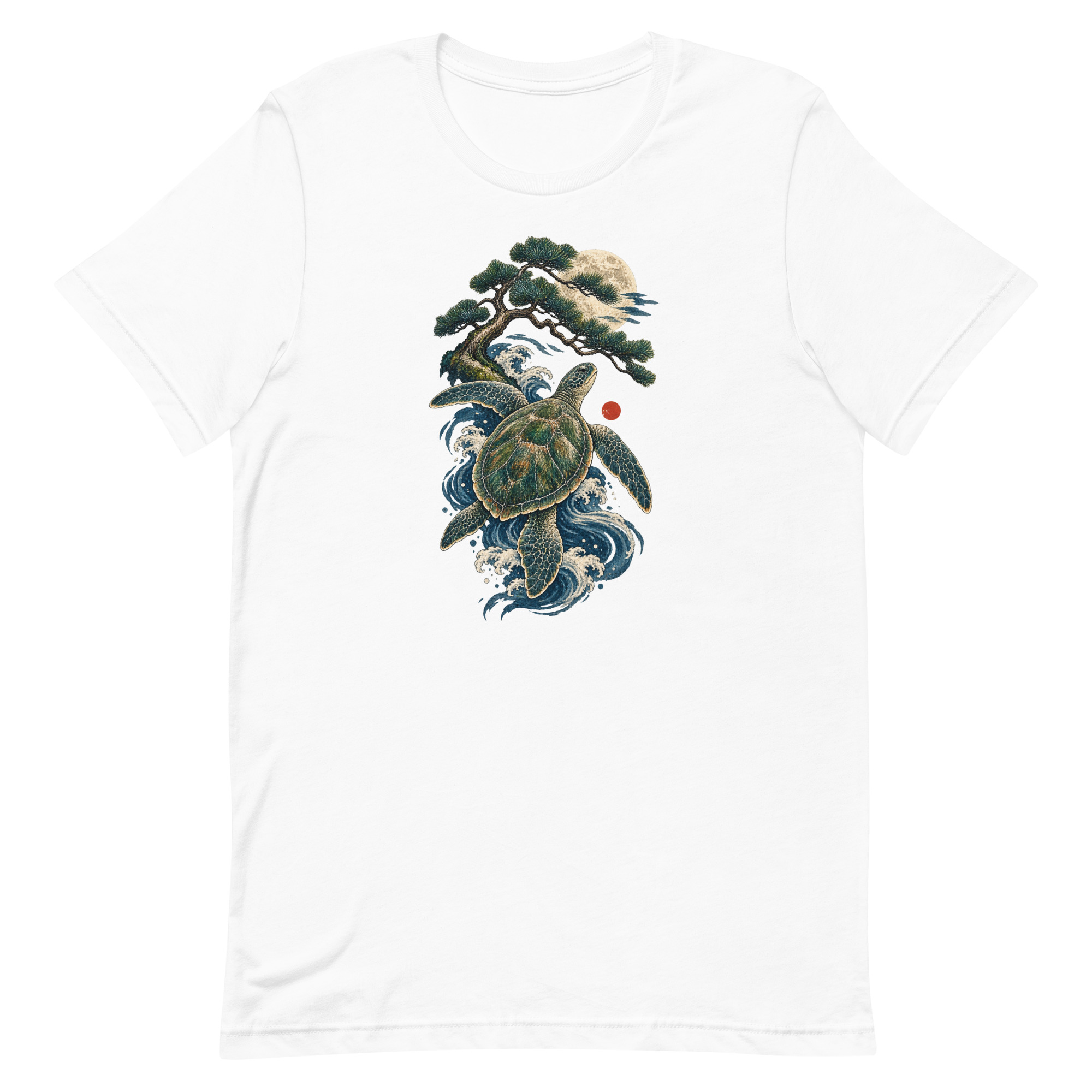 Ancient Sea Turtle Pine Moon Japanese Art, Japanese Art Tee, Mythology Gift - Image 66