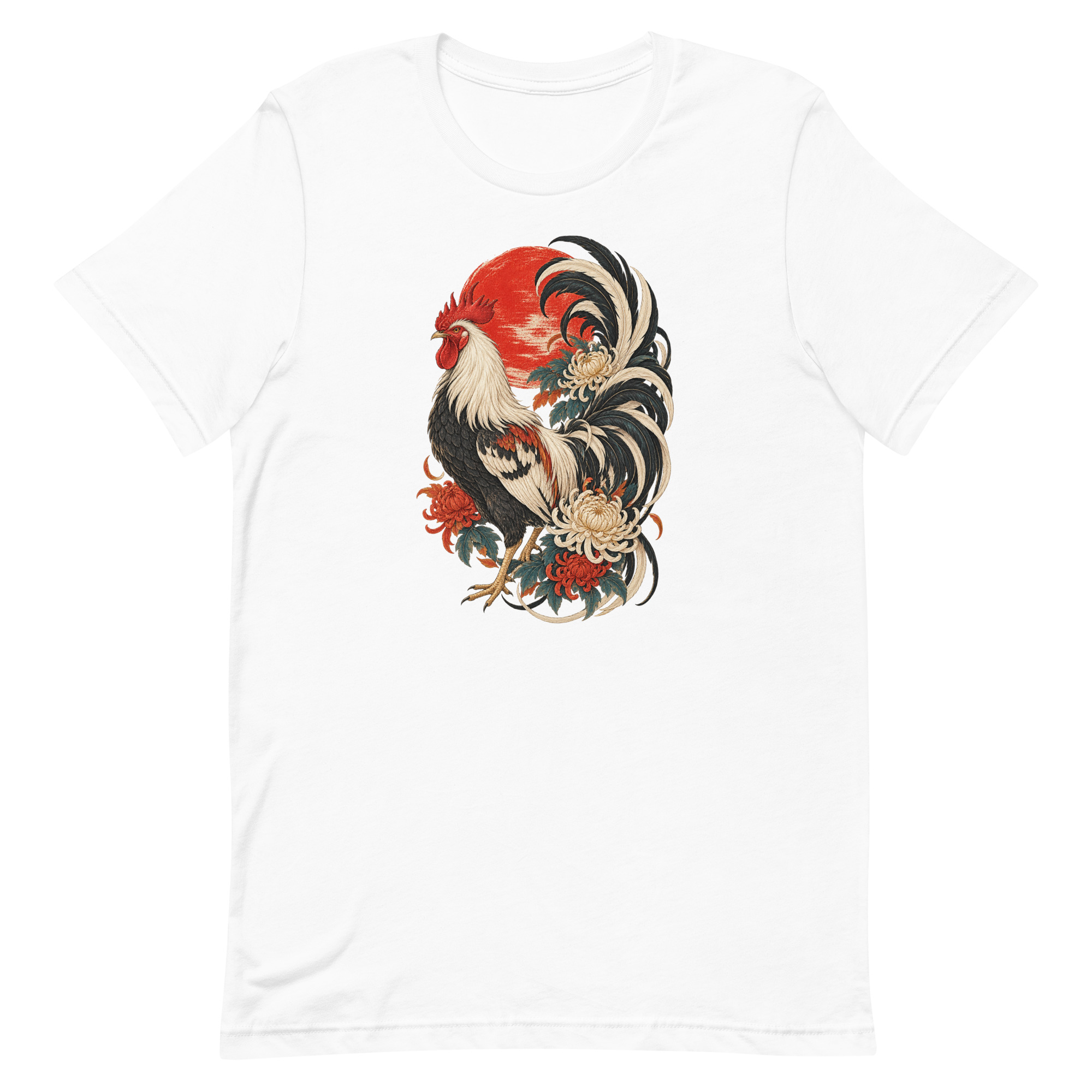 Japanese Rooster Red Sun Chrysanthemum Art, Japanese Art Tee, Mythology Gift - Image 66