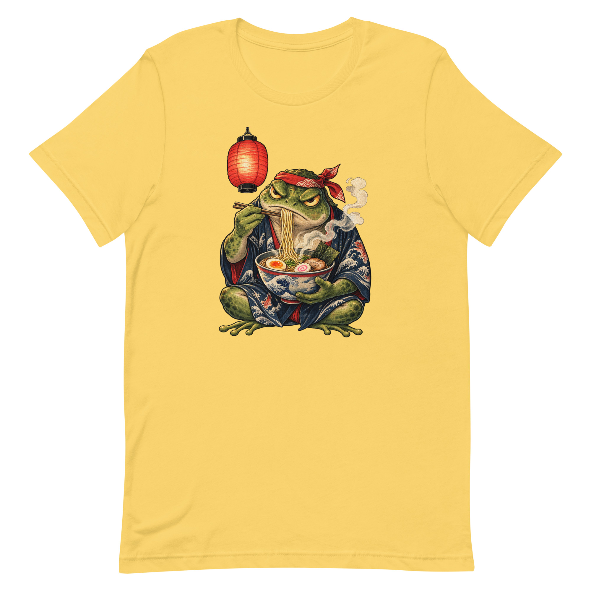 Grumpy Frog Ramen Lantern Japanese Ink Art T-Shirt - Image 69