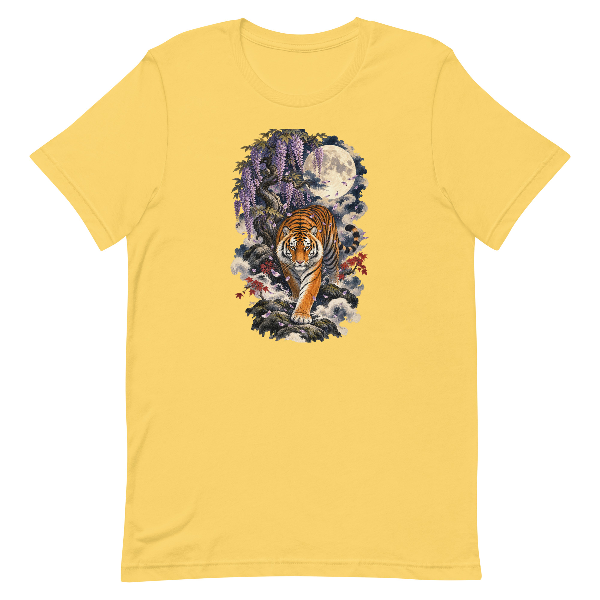 Japanese Tiger Wisteria Full Moon Art, Japanese Art Tee, Mythology Gift - Image 67