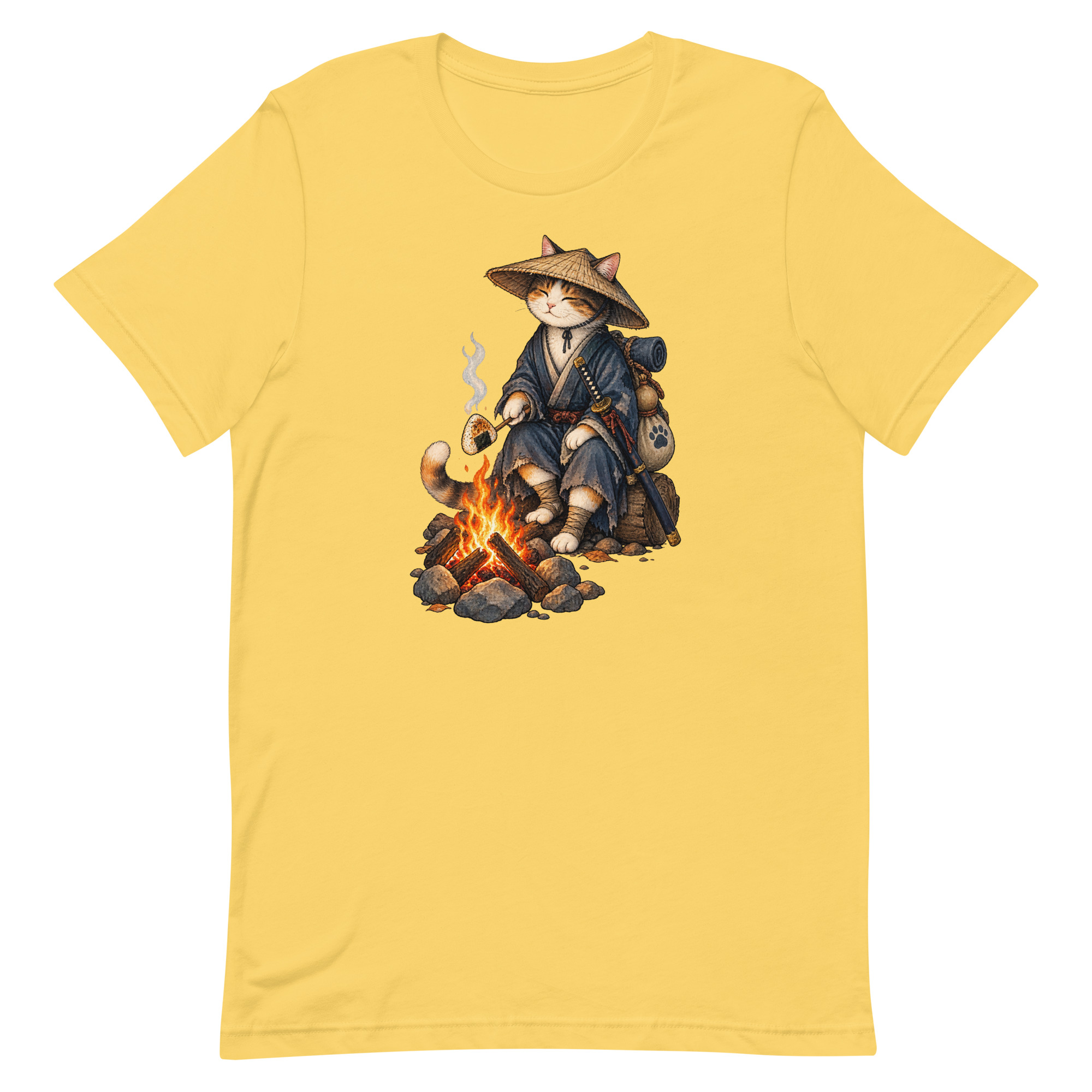 Samurai Cat Onigiri Campfire Japanese Art, Japanese Art Tee, Mythology Gift - Image 69