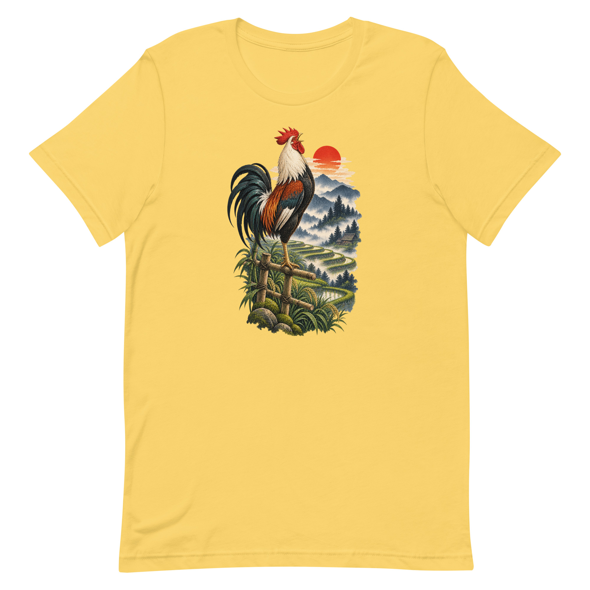 Japanese Rooster Rice Terrace Sunrise Art, Japanese Art Tee, Mythology Gift - Image 67